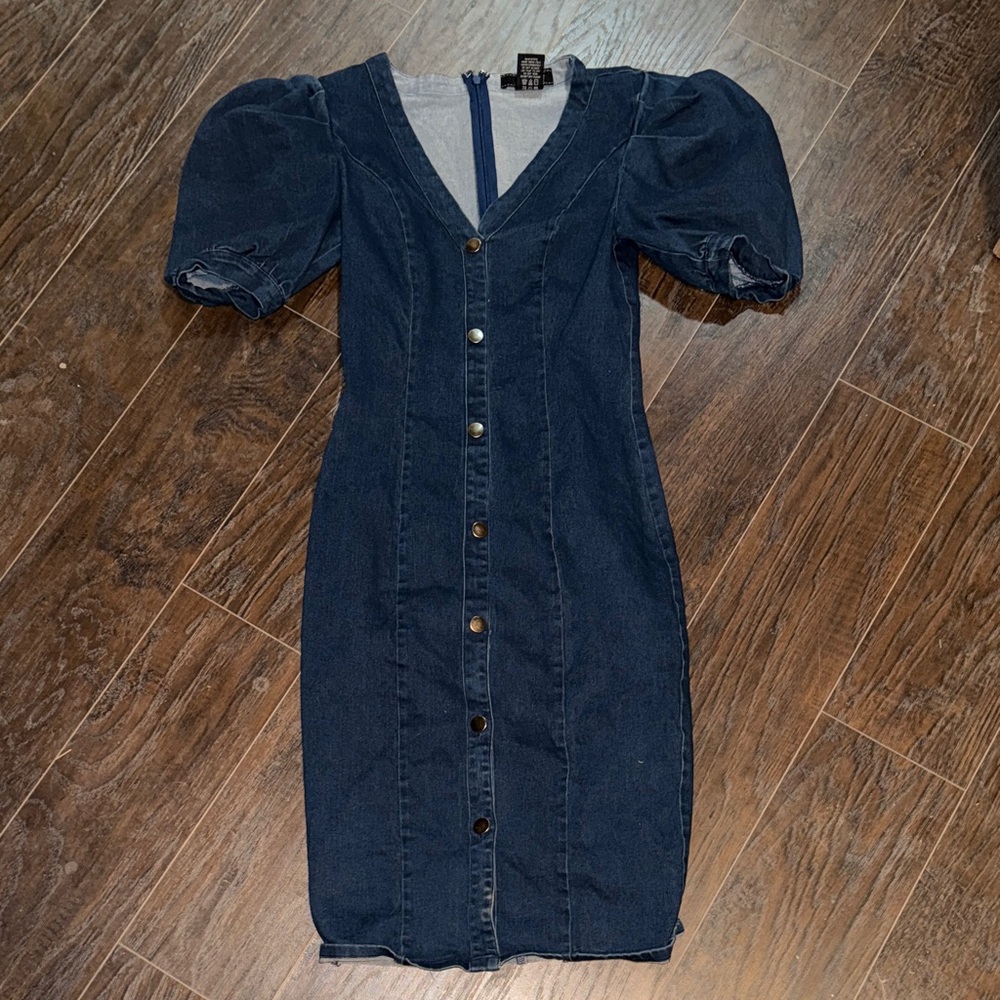 ELF Denim Button-Front Mini Dress
